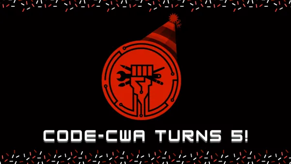CODE-CWA turns 5 banner.
